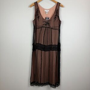 Vtg Spiegel Midi Dress Women's 10 Black Overlay Embellished Whimsigoth Fairy NWT